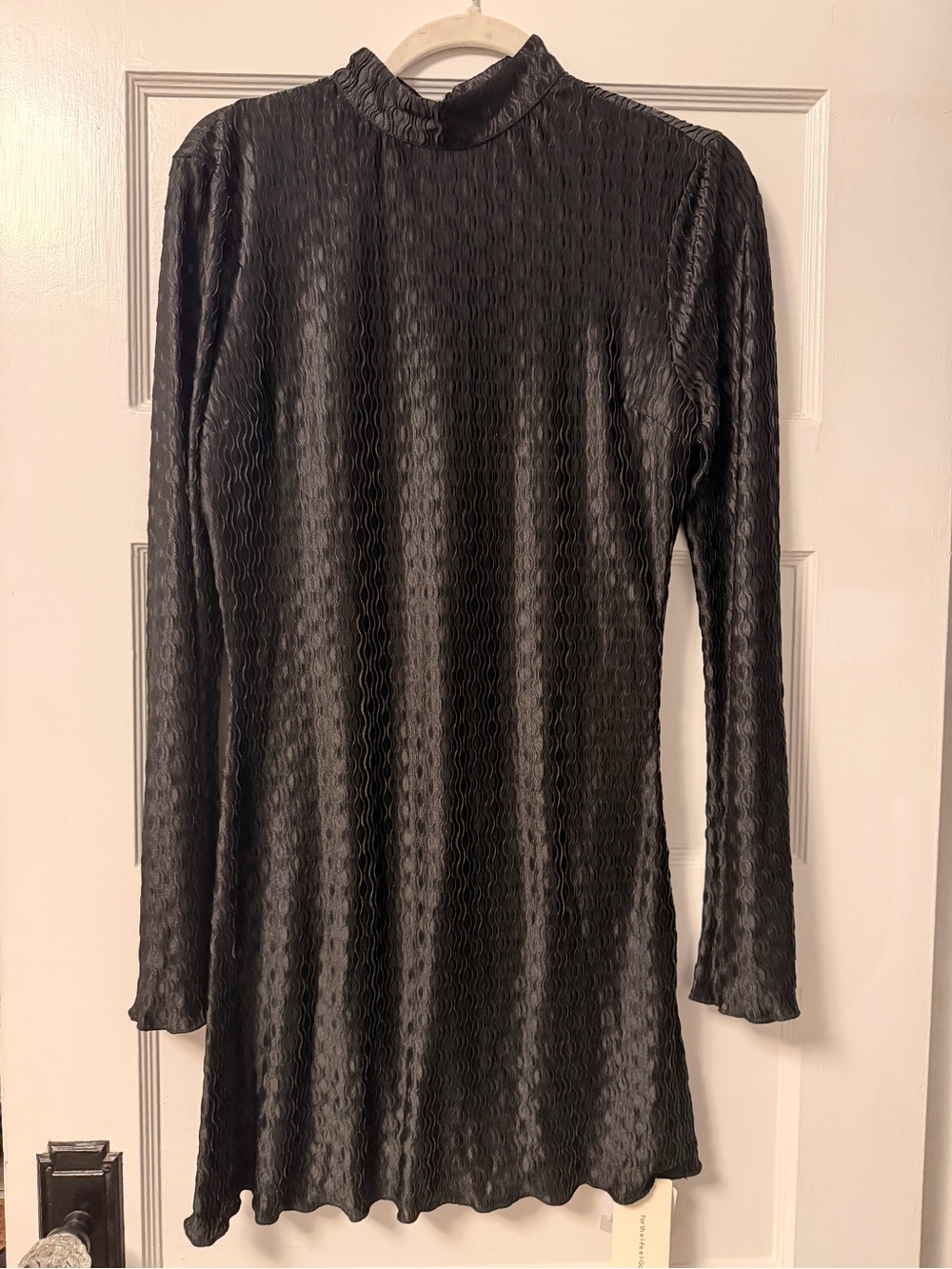 Commense Black Textured Mock-Neck Long Sleeve Dress Medium NWT